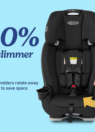 Graco Slimfit 3-in-1 Convertible Car Seat, Slim Car Seat with Space-Saving Design, Highback Booster Seat with 10-Position Headrest, Rear Facing and Forward Facing Carseat, Jarret