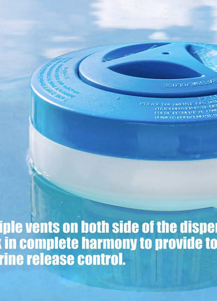 Floating Chlorine Dispenser, Pool Spa Chlorine/Bromine Floater,7 inch Large Capacity Floating Chlorinator & Bromine Holder Fits 3 Inch Chemical Tablets(Collapsible)