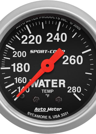 Auto Meter 3331 Sport-Comp Mechanical Water Temperature Gauge, 2 1/16 inch