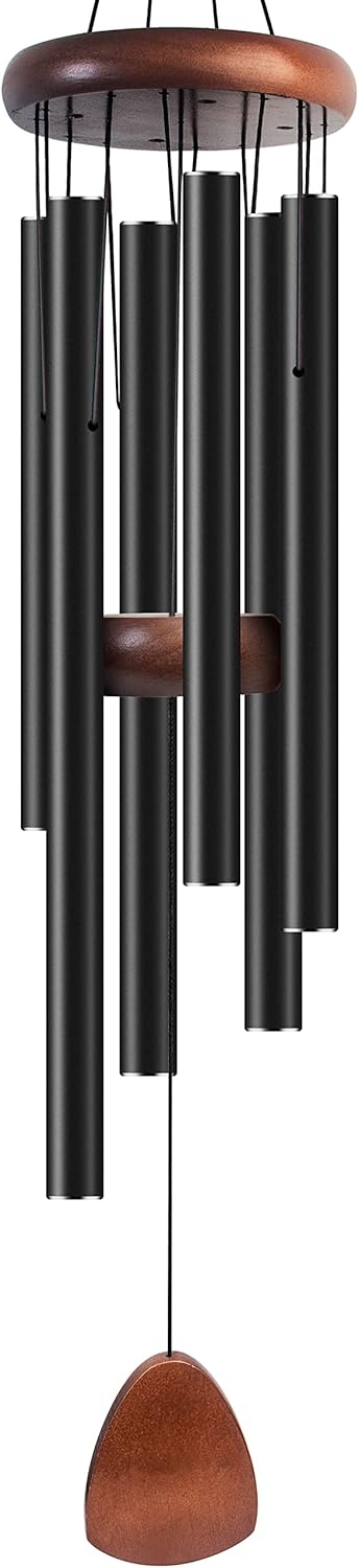 Bursvik 37" Aluminum Wind Chimes for Outside(Black), Patio Zen Decor Gift | Creates Calming Zen Atmosphere, Classic Melodies, Great Gift for Mom, Ideal Outdoor Decoration