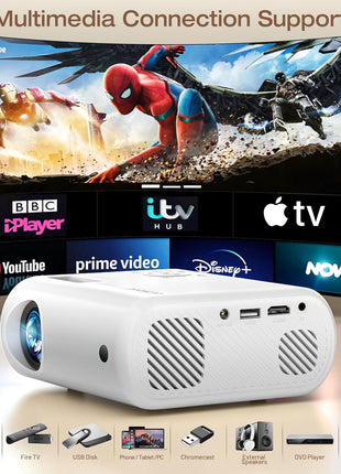 Mini Projector, CLOKOWE 2024 Upgraded Portable Projector with 9000 Lux and Full HD 1080P, Movie Projector Compatible with iOS/Android Phone/Tablet/Laptop/PC/TV Stick/Box/USB Drive/Game Console