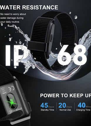 Screenless Activity & Fitness Trackers, Health Tracker with Heart Rate and Sleep Tracking, Works with iOS and Android - Black