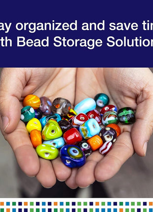 Elizabeth Ward Bead Storage Solutions Plastic Storage Tray and Bead Organizer with 78 Containers of Various Sizes, Tray, and Lid for Beads, Clear