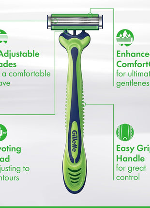 Gillette Sensor3 Sensitive Men's Disposable Razor, 4 Razors