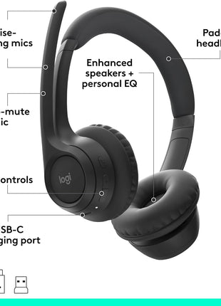 Logitech Zone 305 for Business Wireless Bluetooth Headset - UC with Dangle | For Google Meet, Google Voice, Zoom, compatible platforms: Windows, Mac, Chrome, Linux, iOS, iPadOS, Android