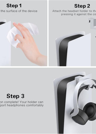 NexiGo PS5 Headphone Holder, [Minimalist Design] Mini Headphone Hanger with Supporting Bar, for Sony PlayStation 5 Gaming Headset, White