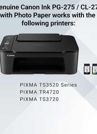 Canon PG-275 / CL-276 Genuine Ink Value Pack (2 Cartridges), Compatible with TS3520/3522/4722/3720/3722, TR4720