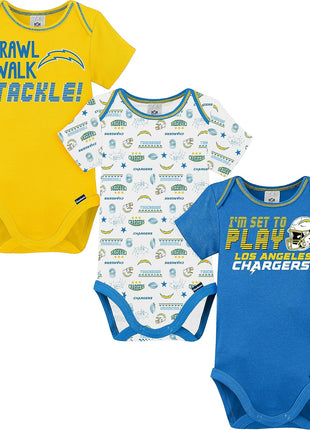 Gerber NFL Unisex-Baby NFL Team 3 Pack Short Sleeve Onesie Bodysuit
