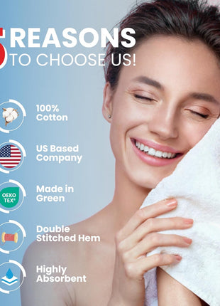 Infinitee Xclusives 100% Cotton Luxury Wash Cloths for Showering - 12 Pack | Washcloths [13x13] - Soft and Absorbent Face Towels for Bathroom Wash Clothes - Gym, Spa & Hotel Use