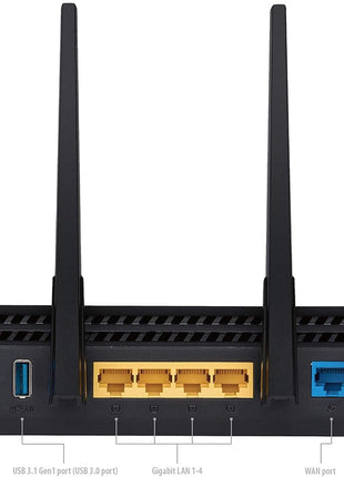 ASUS RT-AX3000 Ultra-Fast Dual Band Gigabit Wireless Router - Next Gen WiFi 6, Adaptive QoS, and AiProtection by Trend Micro | 1x WAN, 4X 1G LAN, 1x USB 3.0 - AiMesh Compatible