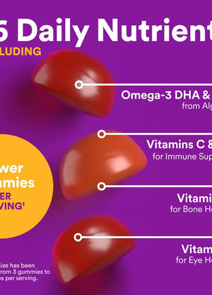SmartyPants Toddler Multivitamin Gummies, Omega 3 (DHA/EPA), Vitamins D3, C, Vitamin B12, B6, A, K & Zinc, Biotin, Gluten Free, Three Fruit Flavors, 60 Count (30 Day Supply)
