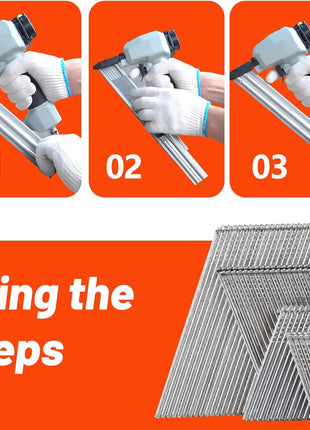 16 Gauge Angled Finish Nails, 20-Degree, 2000-Pack (2-1/2 inch, 2 inch, 1-1/2 inch, 1-1/4 inch 500 Per Sizes), Galvanized Assorted Size Project Pack, for Pneumatic, Electric Angled Finish Nailer