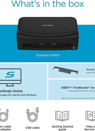 ScanSnap iX1400 High-Speed Simple One-Touch Button Color Document, Photo & Receipt Scanner with Auto Document Feeder for Mac or PC, Black