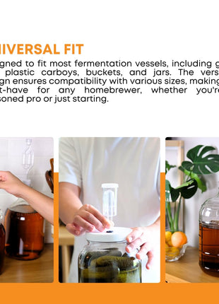 Fastrack 3 Piece Airlock for Fermentation Hydrolocks for Fermenting Wine and Beer with Drilled Rubber Stopper Durable Carboy Bung with transparent Airlock Set used for Fermentation Set of 3