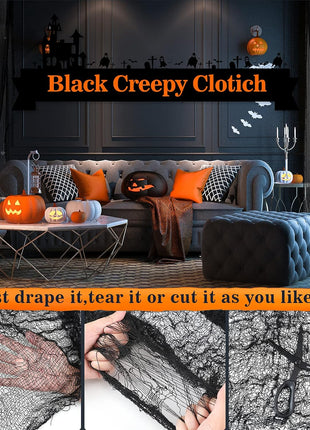 5Pcs Halloween Creepy Cloth Black 30×72inch - Halloween Decorations Clearance - Creepy Spooky Halloween Decorations Outdoor Indoor