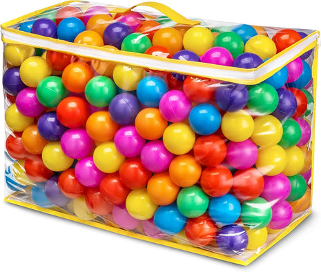 Hovenlay Ball Pit Balls Phthalate Free BPA Free Crush Proof Plastic - 7 Bright Colors in Reusable Play Toys for Kids with Storage Bag | Phthalate Free, BPA Free, Crush Proof Play Toys, Reusable Storage Bag