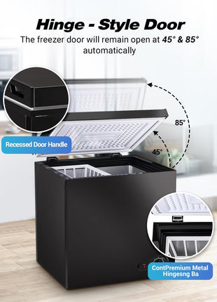 Chest Freezer 7.0 Cu.Ft Compact Chest Freezers with 7 Adjustable Thermostat Top Open Door Freezer Compressor Cooling with Removable Storage Basket for Home Bar Dorm