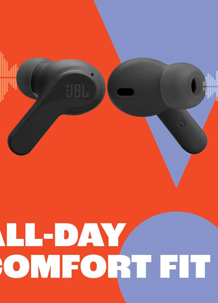 JBL Vibe Beam - True Wireless JBL Deep Bass Sound Earbuds, Bluetooth 5.2, Water & Dust Resistant, Hands-free call with VoiceAware, Up to 32 hours of battery life (Black)