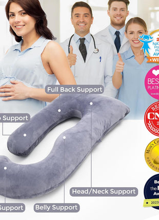 Momcozy Pregnancy Pillow for Sleeping - U Shaped Full Body Maternity Pillow | Removable Cover, Support for Back, Legs, Belly, Hips for Pregnant Women, Side Sleeper, Pregnancy Gifts & Essentials, 57 Inch