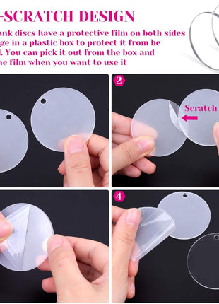 Audab Acrylic Keychain Blanks - 108 Clear Keychain Pieces for Vinyl Kit Including Acrylic Blanks, Rings for DIY Keychains, Crafting & Vinyl Projects