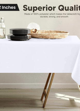 Utopia Kitchen Rectangle Table Cloth 2 Pack [60x102 Inches, White] | Tablecloth Machine Washable, Polyester Table Cover for Dining, Buffet Parties, Picnics, Events, Weddings and Restaurants