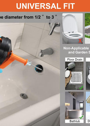 Drain Auger, Clog Remover with Drill Adapter, 25 Feet Flexible Plumbing Snake Use Manually or Powered for Kitchen, Bathroom and Shower Sink, Comes with Gloves (orange)