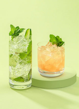JoyJolt Faye 13oz Highball Glasses, 6pc Tall Glass Sets. Lead-Free Crystal Drinking Glasses. Water Glasses, Mojito Glass Cups, Tom Collins Bar Glassware, and Mixed Drink Cocktail Glass Set