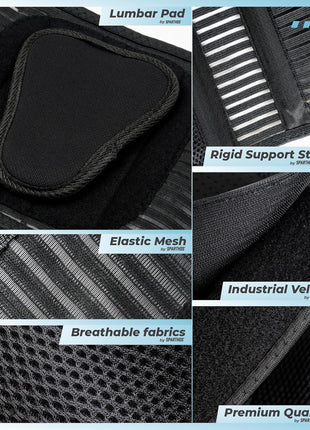 Sparthos Back Brace for Women & Men, Sciatica, Lower Back Pain - Black-L | Herniated Disc & Scoliosis Pain Relief, Adjustable Back Support Belt, Lumbar Pad, Breathable Mesh for Work & Heavy Lifting