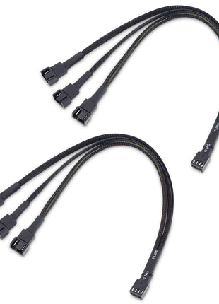 Cable Matters 2-Pack 3 Way 4-Pin PWM Fan Splitter Cable, 12 inches / 30 cm | 1x PWM-Controlled with 2 Followers, PC Fan Splitter 1 to 3 Converter