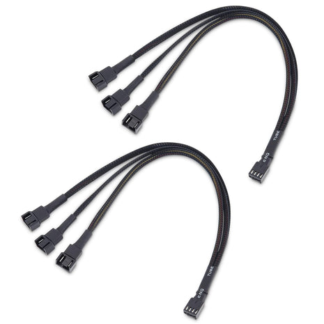 Cable Matters 2-Pack 3 Way 4-Pin PWM Fan Splitter Cable, 12 inches / 30 cm | 1x PWM-Controlled with 2 Followers, PC Fan Splitter 1 to 3 Converter