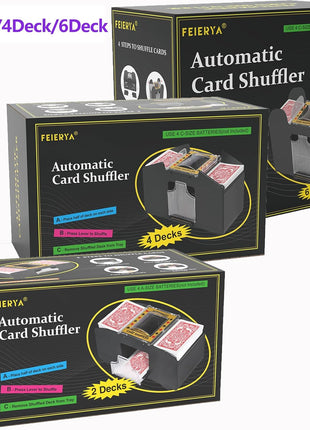 FEIERYA Automatic Card Shuffler 2/1/4/6 Deck | Battery-Operated Electric Playing Card Shuffler,Compatible with UNO,Poker for Home Card Game,Travel