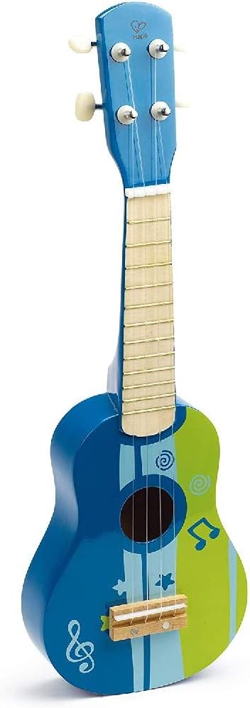 Hape Kid's Wooden Toy Ukulele | 21 Inch Wooden Ukulele Musical Instrument with Vibrant Sound and Tunable Nylon Strings for Children, Blue