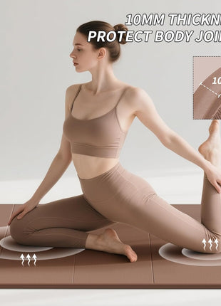 PAIDU Foldable Yoga Mat 10MM Thick SGS Certified TPE 75x26 inch Portable