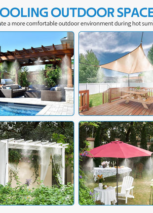 HOMENOTE Misting Cooling System, 26FT (8M) Misting Line + 7 Brass Mist Nozzles + Brass Adapter(3/4 inch) Outdoor Mister for Patio Backyard Garden Greenhouse
