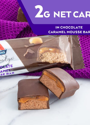Atkins Endulge Chocolate Caramel Mousse Bar, 1g Sugar, 5 Count | 1g Sugar, Rich Chocolatey and Creamy Caramel Flavor, Individually Wrapped 1.2oz Bars