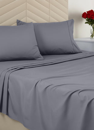 Utopia Bedding Queen Sheet Set, Soft Microfiber 4 Piece Bed Sheets with 15" Deep Pocket - Easy Care Brushed Microfiber (Queen, Grey)