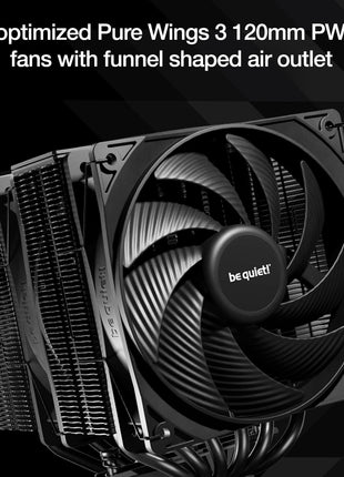 be quiet! Pure Rock Pro 3 Silver CPU Air Cooler | 6 High Performance 6mm Heat Pipes with HDT Technology | 120mm Quiet PWM Fan | AMD:AM4 AM5/Intel LGA 1700/1150/1151/1200 | Silver | BK041