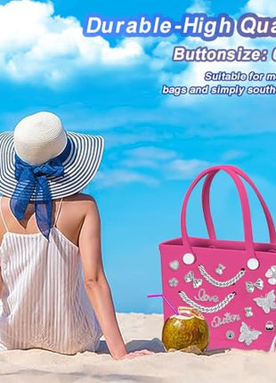 Charms for Bogg Bag,Pearls,Butterfly Flowers and Chain for Bogg Bag Accessories Charms(20 pcs)