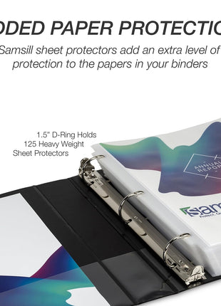Samsill Durable 1.5 inch 3 Ring Binder, D Ring Binder, 100% Recycled Chipboard, Basis Assortment, 4 Pack