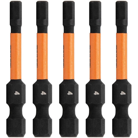 5pc 4mm Hex Bit Set 2 Inch S2 Steel Impact Allen Wrench Screwdriver Bits | Precision machined hex tip for machinery & furniture assembly. Extended 2" reach for quick-release 1/4" hex chucks.