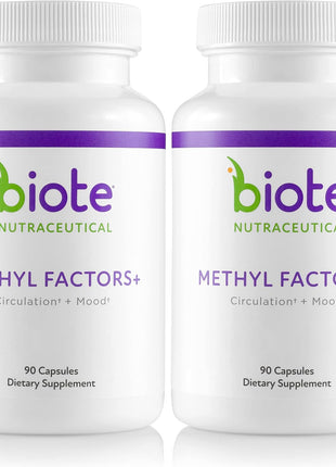 Biote Nutraceuticals - Methyl Factors+ - Circulation + Mood (90 Capsules) (Pack of 2)