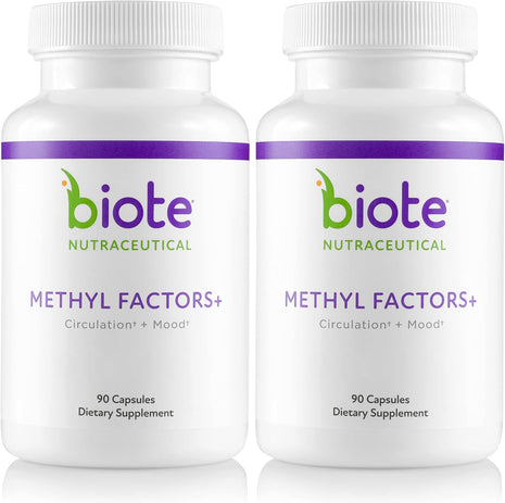 Biote Nutraceuticals - Methyl Factors+ - Circulation + Mood (90 Capsules) (Pack of 2)