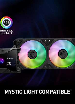 MSI MPG CoreLiquid D240 ARGB CPU Liquid Cooler - 2.4" IPS LCD Screen - 240mm Radiator - Double 120mm ARGB PWM Fans - LGA 1700/1851 / AM5/AM4 Compatible