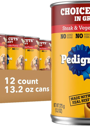 Pedigree Wet Dog Food, Choice Cuts Adult Canned Dog Food, Beef & Country Stew Multipack, 13.2 oz. Cans (12 Count, Pack of 1)