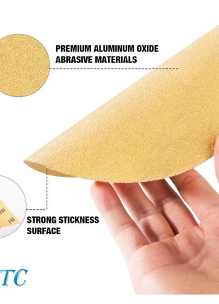 S SATC 100 PCS PSA Sanding Discs 6 Inch Adhesive Backed Sandpaper 80 Grit Sander Attachment for Drill Self Stick Aluminum Oxide Round Automotive Sandpaper with Sticky Back