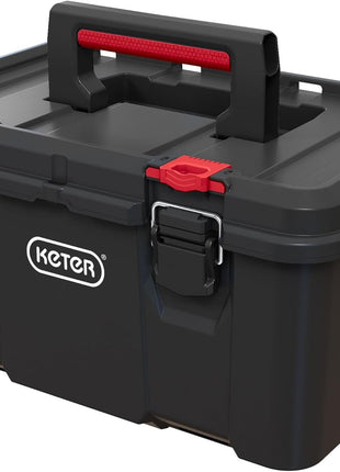 Keter Stack-n-Roll Modular Tools Organizer for Garage Storage and DIY, 3 Piece Resin Rolling Tool Box System for Small Parts, Black