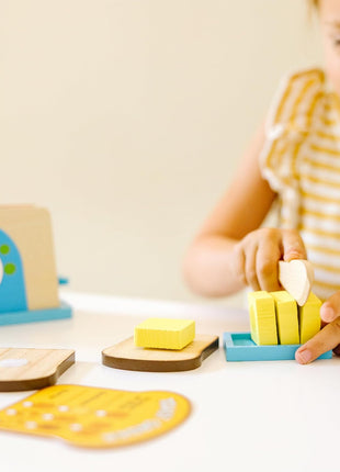Melissa & Doug Bread and Butter Toaster Set (9 pcs) - Wooden Play Food and Kitchen Accessories