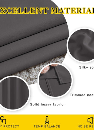 NICETOWN Gray Blackout Curtains for Bedroom 84 inches Long - Thermal Drapes Grommet Room Darkening Light Blocking Curtains Window Treatments for Living Room (2 Panels, W52 x L84, Grey)