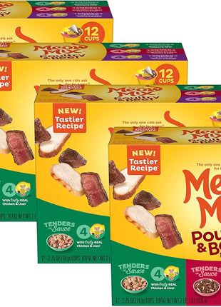 Meow Mix Tender Favorites Poultry & Beef Variety Pack, Wet Cat Food, 2.75 oz Cup (24 Pack)