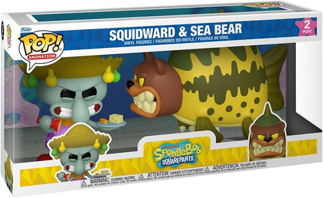 Funko POP! Animation: Spongebob Squarepants - Squidward & Sea Bear 2 Pack | Official Merch - Collectable Vinyl Figurine for Shelf Display - Birthday Gift Idea for Fans and Collectors